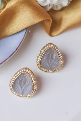 Classic grey craving & cz stone studs