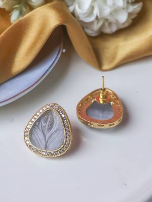Classic grey craving & cz stone studs 2