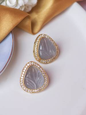 Classic grey craving & cz stone studs 3