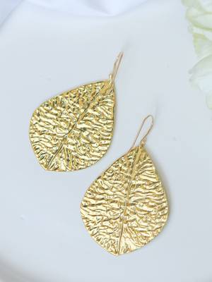 Handcrafted plain leaf hook earring 1
