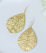 Handcrafted plain leaf hook earring