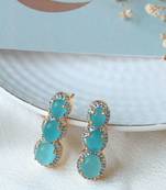 Aqua tri-stone casual studs
