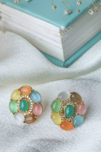 Handmade multi-colour stone studs