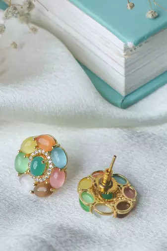 Handmade multi-colour stone studs