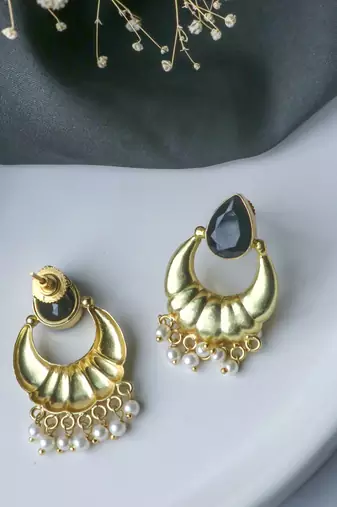 Gold plated black stone mini bali