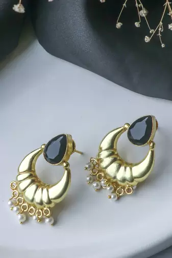 Gold plated black stone mini bali