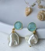 Simple aqua studs with natural drop