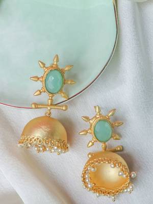 Handcrafted stone matte-finish jhumki 1
