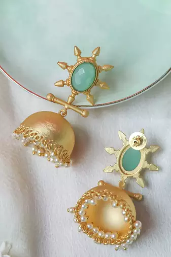 Handcrafted stone matte-finish jhumki