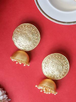 Traditional handcrafted matte gold jhumki 1