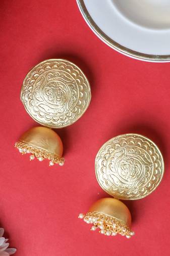 Traditional handcrafted matte gold jhumki