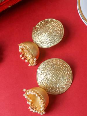 Traditional handcrafted matte gold jhumki 2