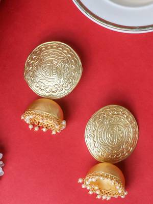 Traditional handcrafted matte gold jhumki 3
