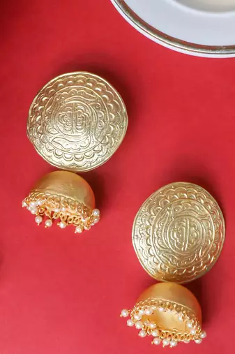 Traditional handcrafted matte gold jhumki
