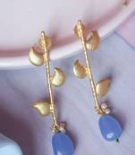 Western leaf cornflower blue earring