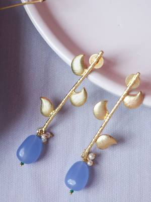 Western leaf cornflower blue earring 3