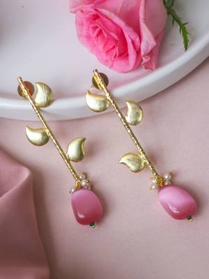 Western leaf pink earring 3