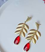 Statement leaf blood red stone earring