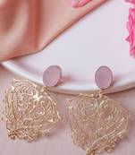 Handcrafted heart shape pink earring
