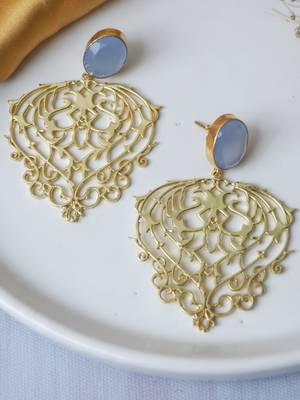 Handcrafted heart shape blue earring 1
