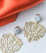 Handcrafted heart shape white earring