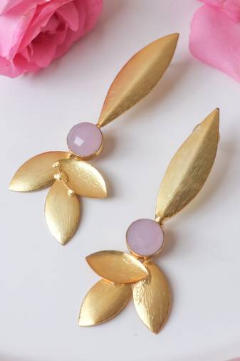 Western pink leaf earring