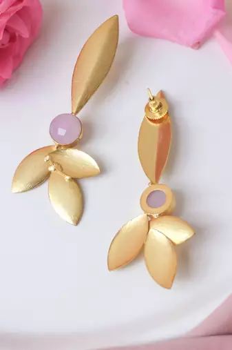 Western pink leaf earring