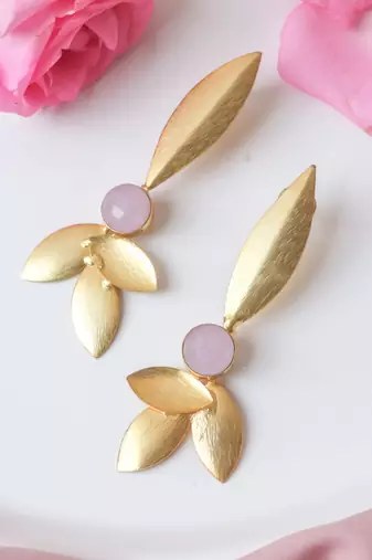 Western pink leaf earring