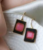 Stylish black-pink hook earring