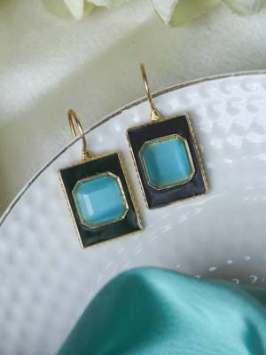Stylish black-aqua hook earring 1