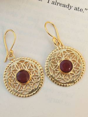 Gold plated mughal jali-work earring 1