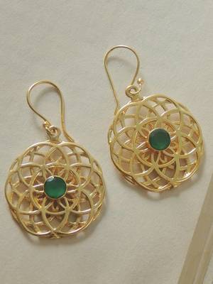 Handmade gold plated jali hook earring 1