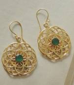 Handmade gold plated jali hook earring