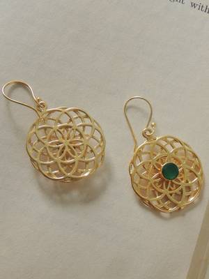 Handmade gold plated jali hook earring 2