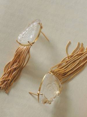 Western white craving stone chain earring 3