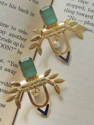 Handmade gold plated leaves studs 1