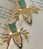 Handmade gold plated leaves studs