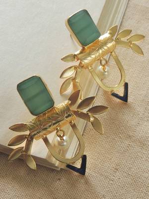Handmade gold plated leaves studs 3