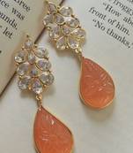 Handcrafted orange craving stone earrings