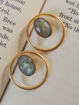 Natural stone gold circle studs 1