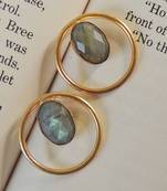 Natural stone gold circle studs