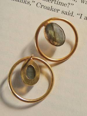 Natural stone gold circle studs 2