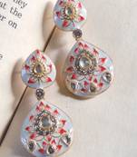 Double paan lotus meenakari earrings