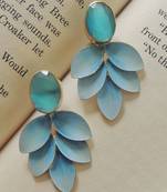 Hand-painted pastel blue leaves studs