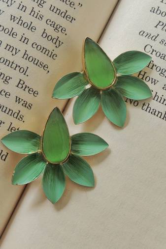 Hand-painted pastel green studs