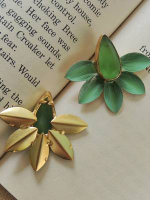 Hand-painted pastel green studs 2