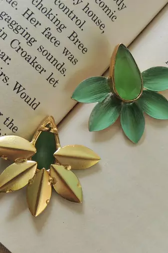 Hand-painted pastel green studs