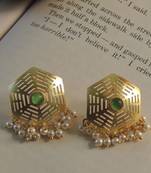 Hexagon gold plated jali studs