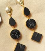 Western tri different shape natural stone earring