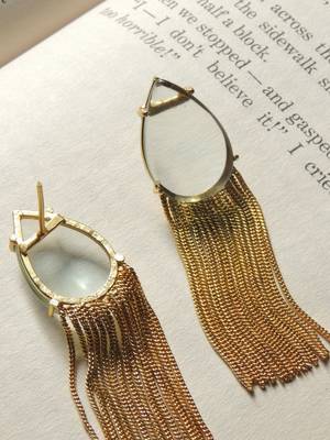 Western white transparent chain earring 2